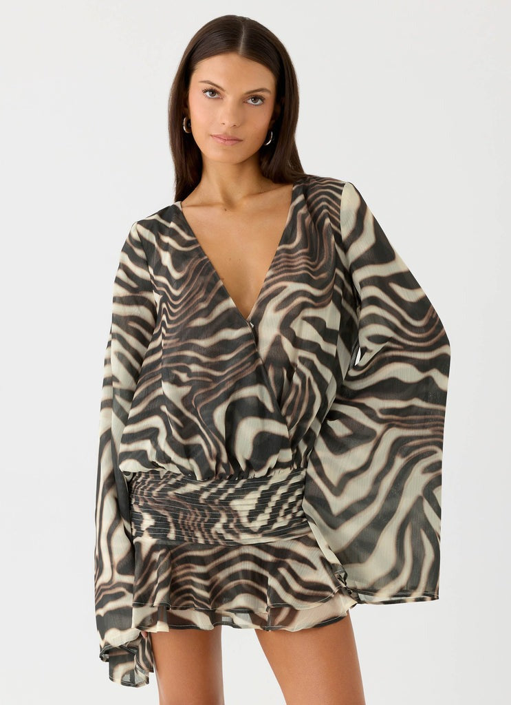 Elisana Zebra Print Mini Dress | Summer Holiday