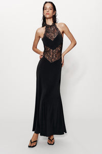 Noir Halter Lace Maxi Dress