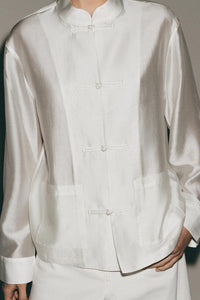 Modern Chinoiserie Satin Blouse