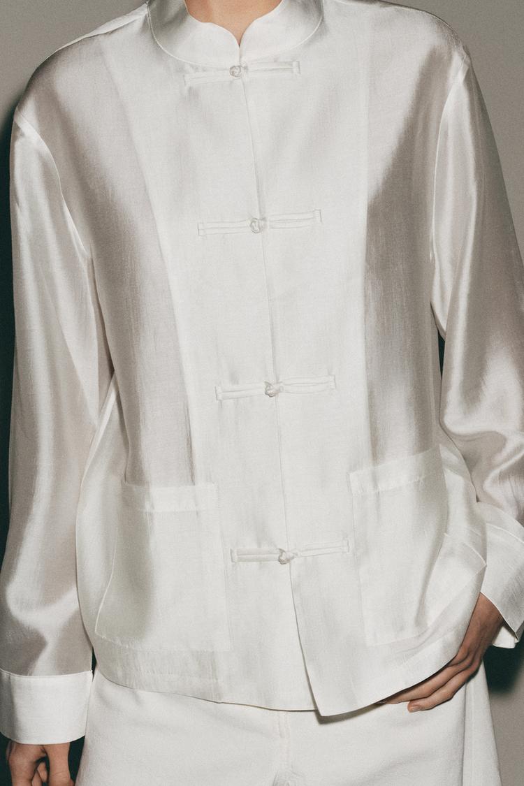 Modern Chinoiserie Satin Blouse