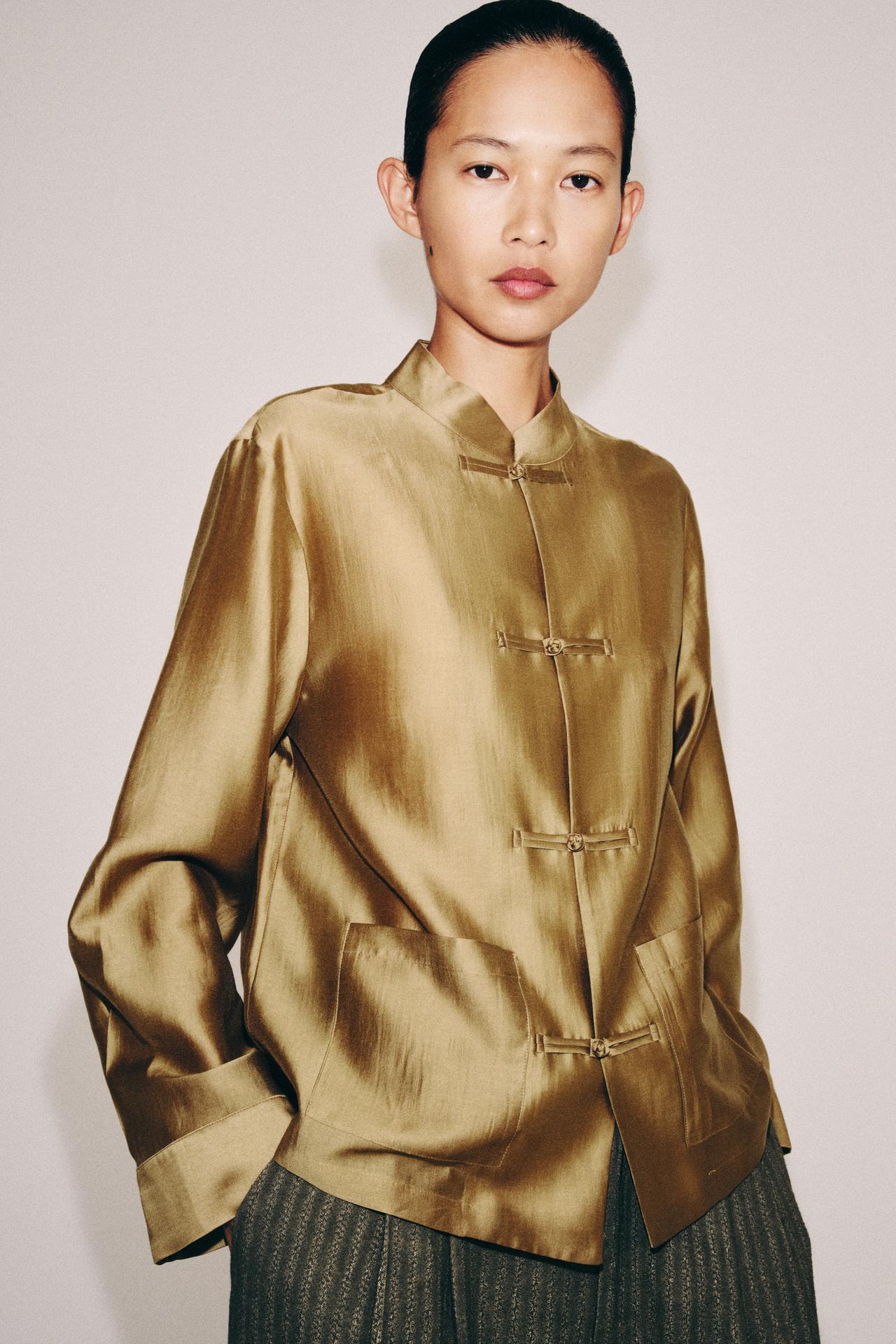 Modern Chinoiserie Satin Blouse