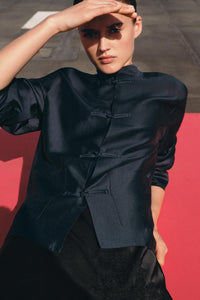 Modern Chinoiserie Satin Blouse