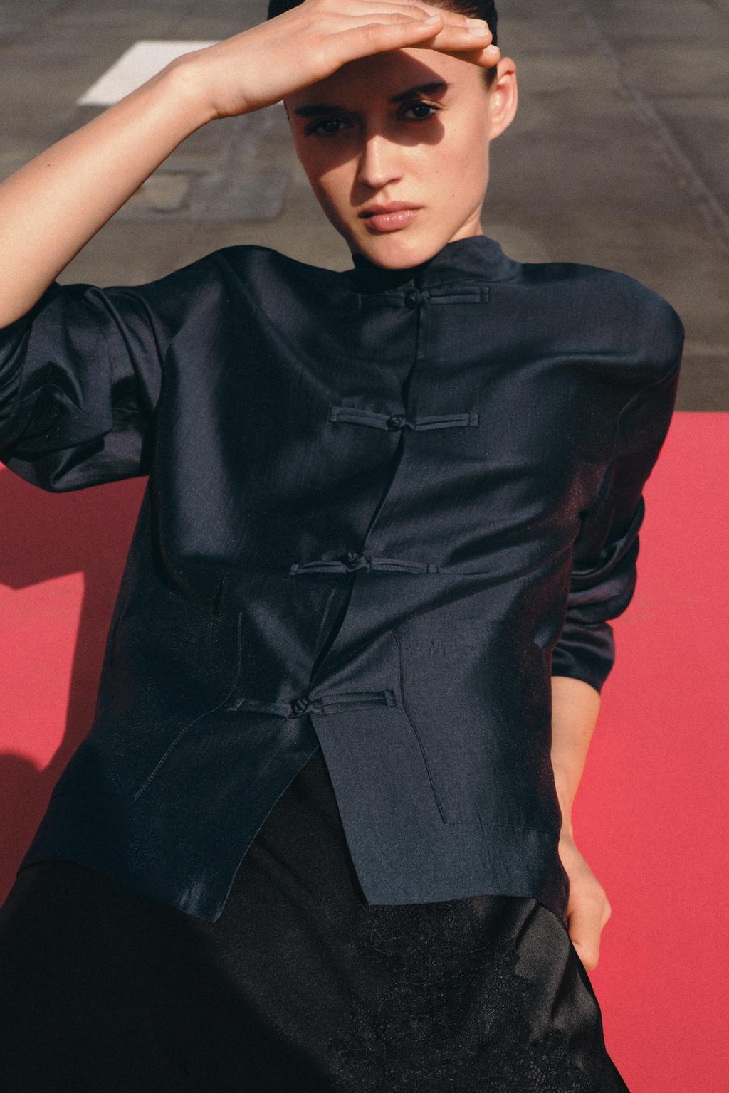 Modern Chinoiserie Satin Blouse