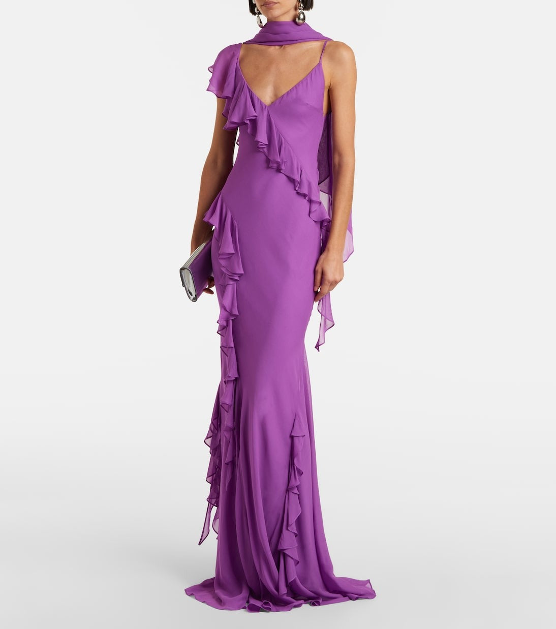Amara Backless Pleated Chiffon Maxi Dress