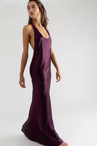 Amara Satin Open Back Maxi Dress