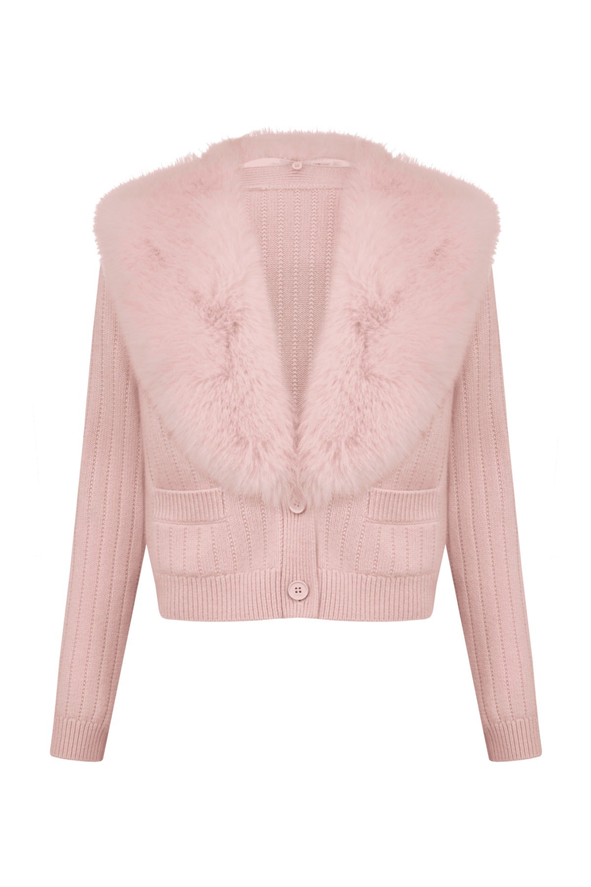 Amelia Faux Fur Collar Knit Cardigan