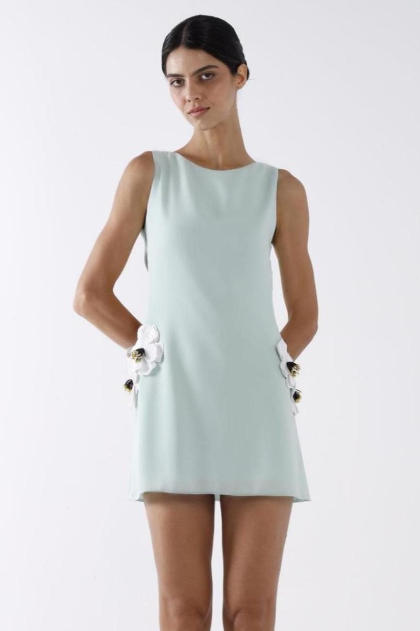 Aurelia Floral Appliqué Mini Dress