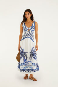 Azure Riviera Print Maxi Dress