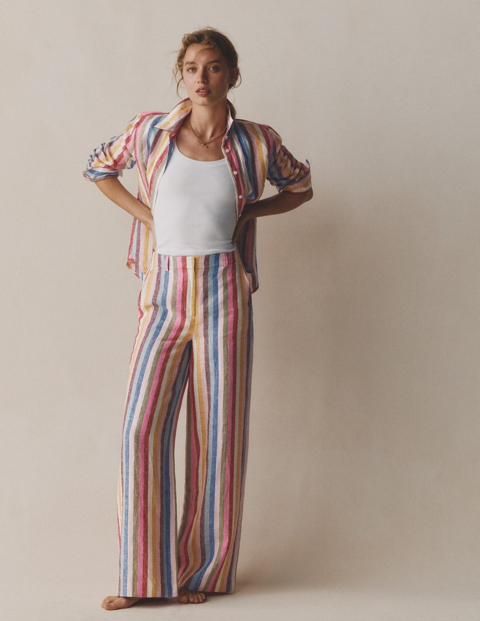 Amalfi Sun High Waisted Linen Wide Leg Pants