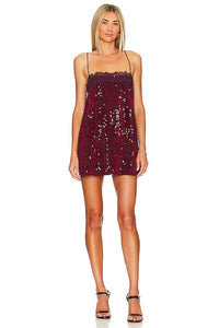 Sequin Lace Trim Backless Mini Dress