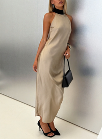 Sienna Contrast Scarf Satin Maxi Dress