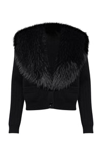 Amelia Faux Fur Collar Knit Cardigan