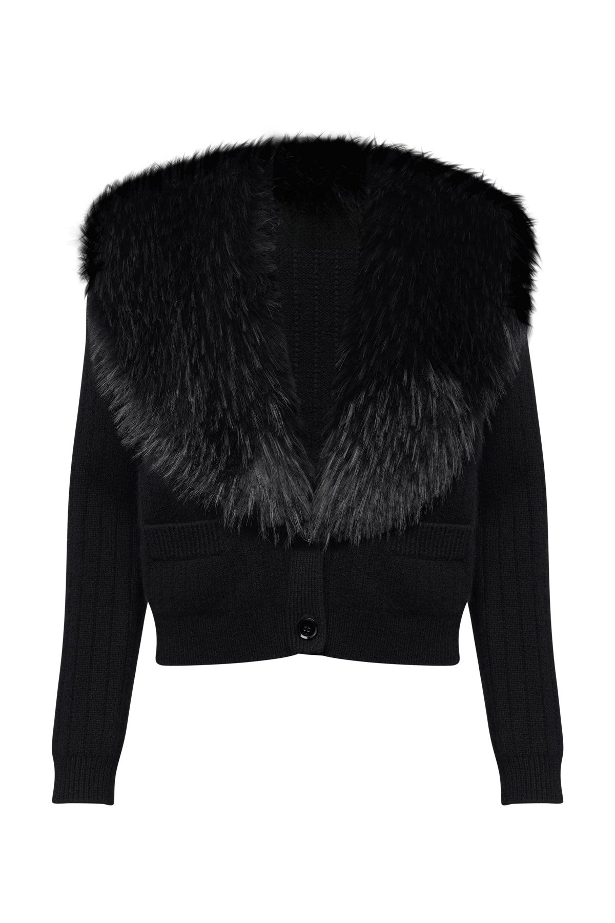 Amelia Faux Fur Collar Knit Cardigan