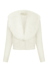 Amelia Faux Fur Collar Knit Cardigan