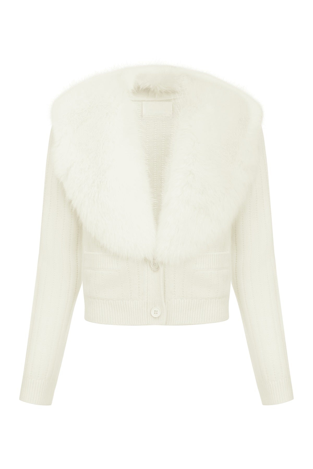 Amelia Faux Fur Collar Knit Cardigan