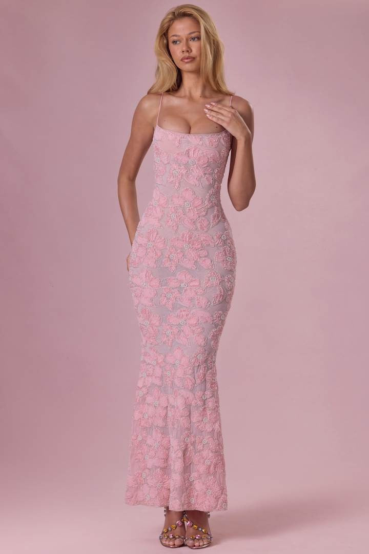 Celeste Embellished Square Neck Maxi Dress