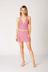 Cherry Picnic Gingham Halter Mini Set
