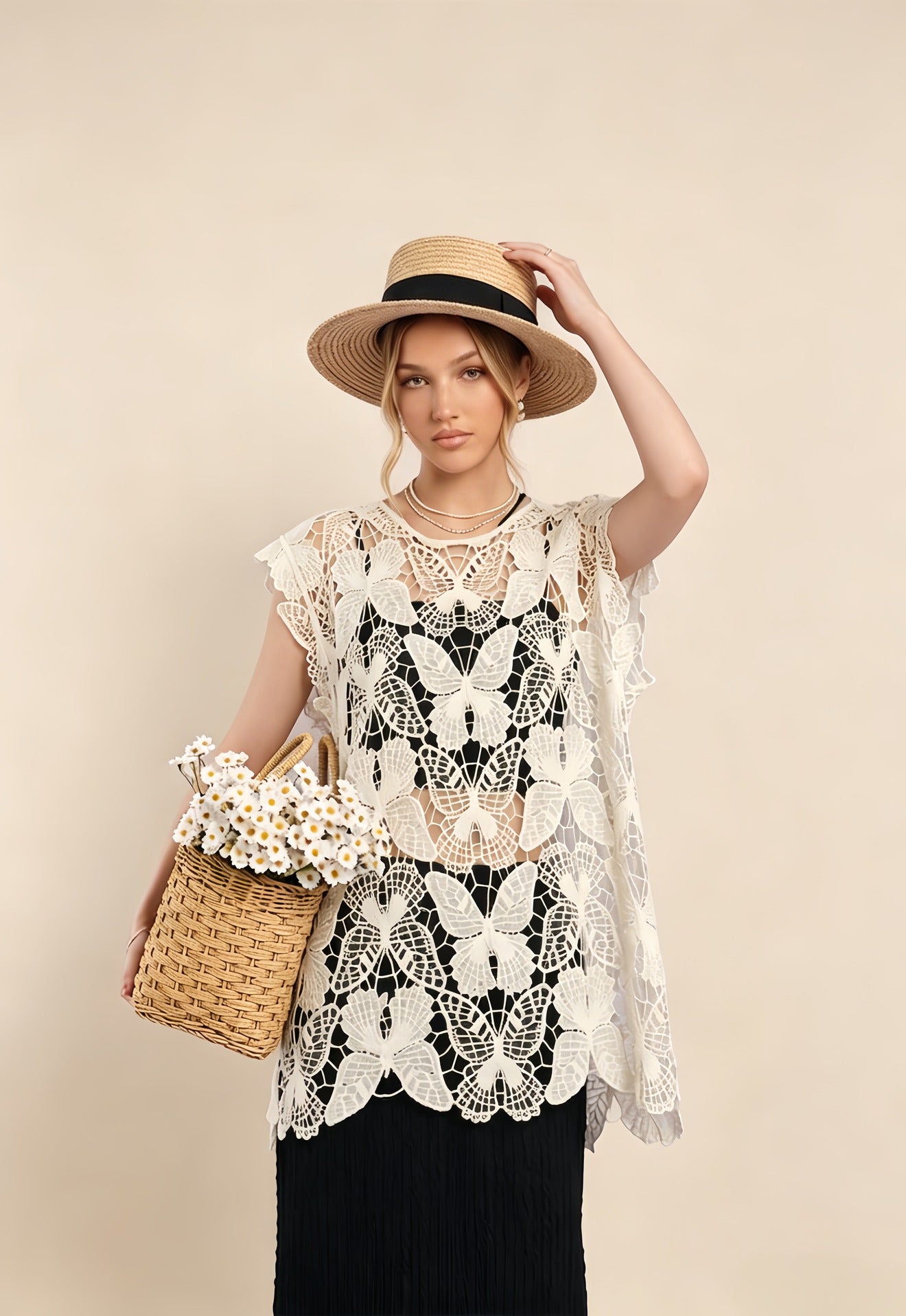 Eira Butterfly Lace Crochet Top