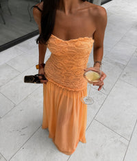 Evelisse Lace Chiffon Maxi Dress