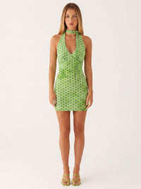 Lola Halter Mesh Mini Dress