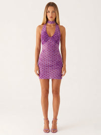 Lola Halter Mesh Mini Dress