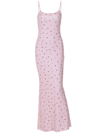 Gia Cherry Print Slim Maxi Dress