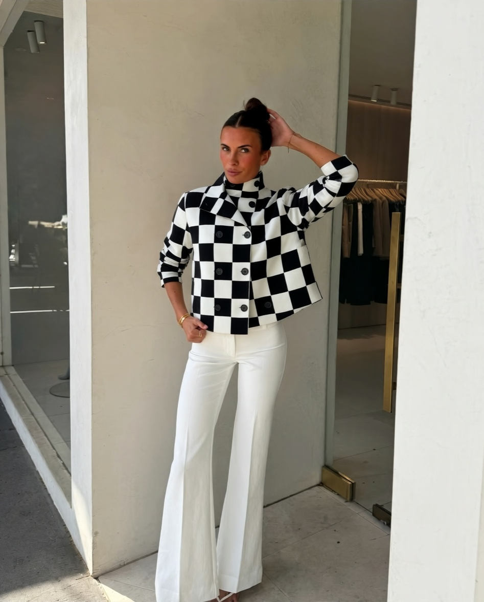 Harper Checkered Knit Jacket