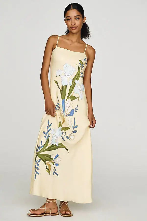 Iris Floral Satin Maxi Dress