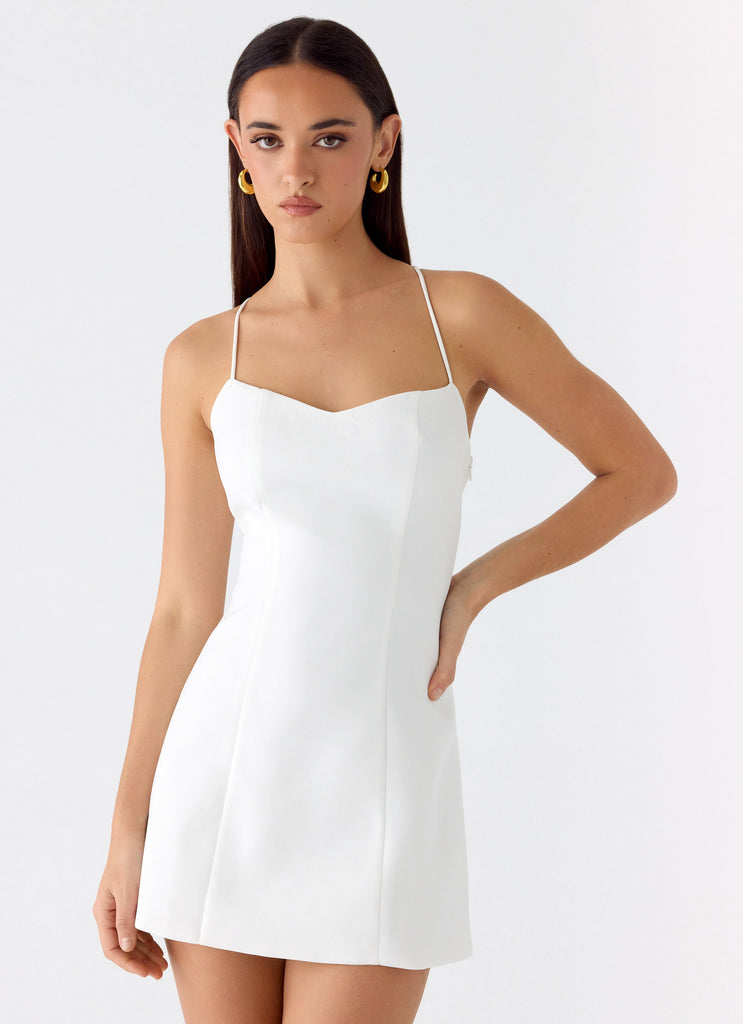 Ivory Siren Lace-Up Back Mini Dress Berry Lilith