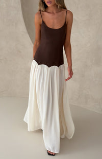 Luna Chocolate Contrast Maxi Dress