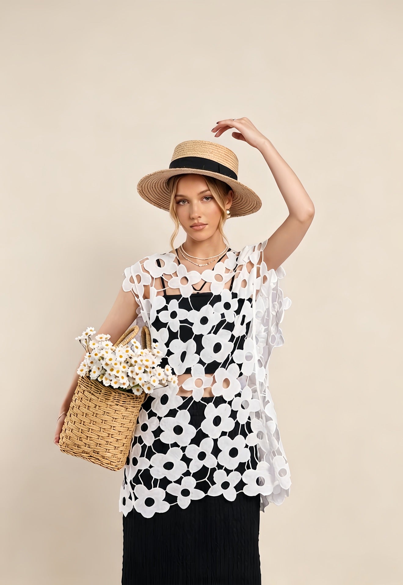 Luna Flora Cut-Out Floral Top