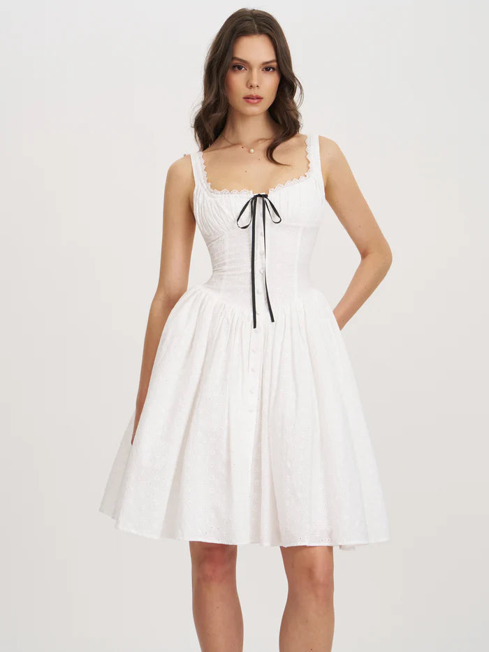 Madison White Eyelet Midi Dress