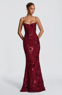 Nefertiti Corset Maxi Dress - Burgundy