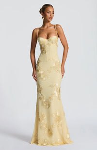 Nefertiti Corset Maxi Dress - Butter Yellow
