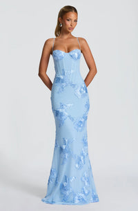 Nefertiti Corset Maxi Dress - Glacier Blue