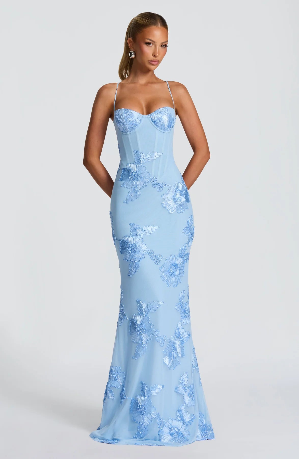 Nefertiti Corset Maxi Dress - Glacier Blue