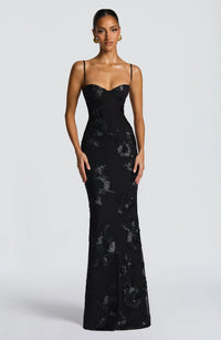 Nefertiti Corset Maxi Dress - Obsidian Black