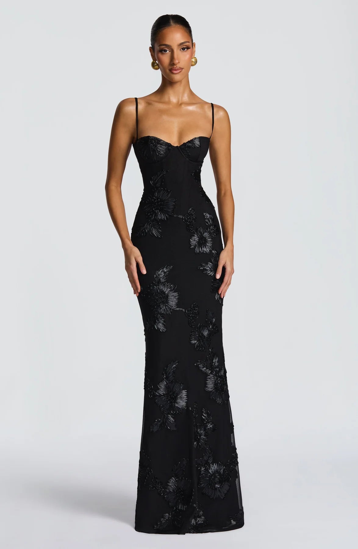 Nefertiti Corset Maxi Dress - Obsidian Black