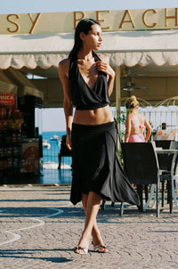 Noir Muse Halter Backless Two-Piece Midi Set