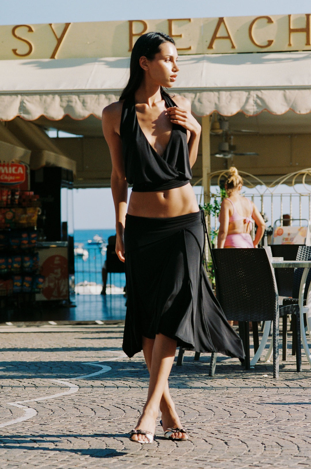 Noir Muse Halter Backless Two-Piece Midi Set