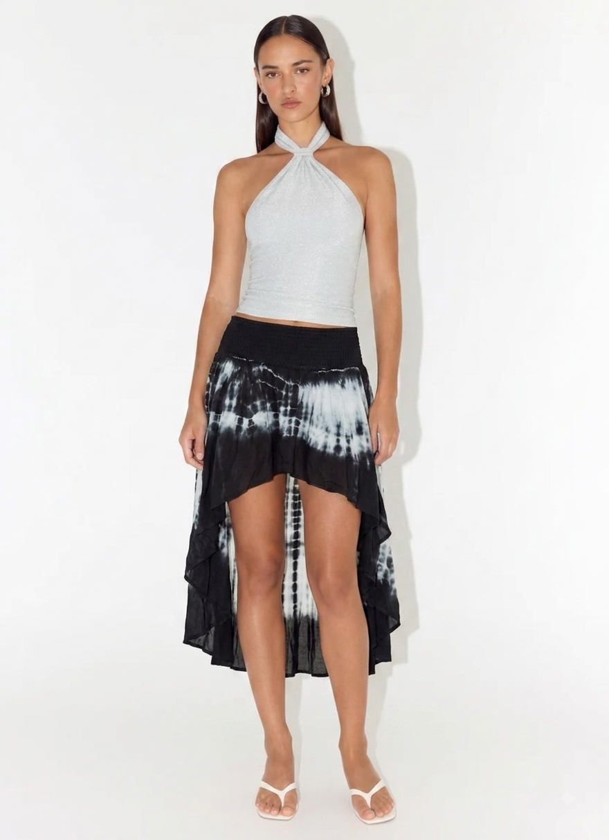 Nova Tie Dye High-Low Midi Skirt (Multiple Ways to Wear)