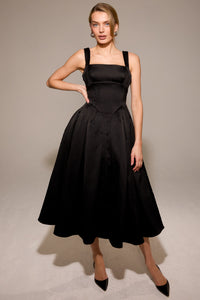 Odette Satin Corset Midi Dress