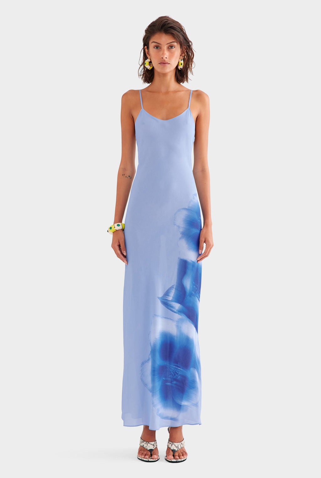 Pacific Dream Blurred Floral Slip Maxi Dress