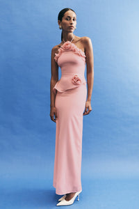 Rosalie 3D Rose Halter Maxi Dress