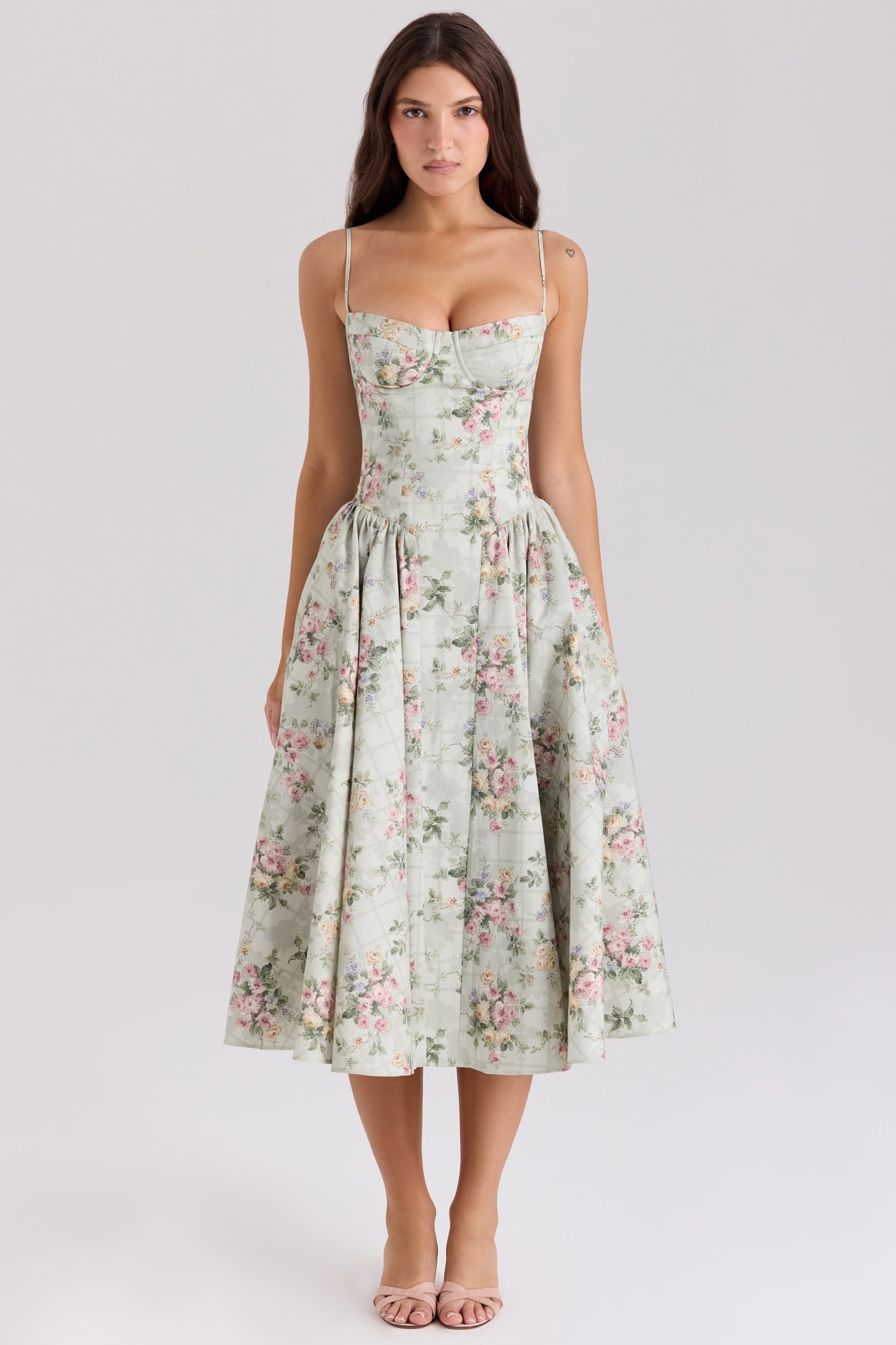 Rosalie Floral Twill Midi Dress