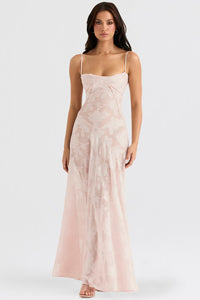 Seren Lace Up Maxi Dress - Blush