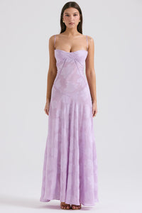Seren Lace Up Maxi Dress - Lilac