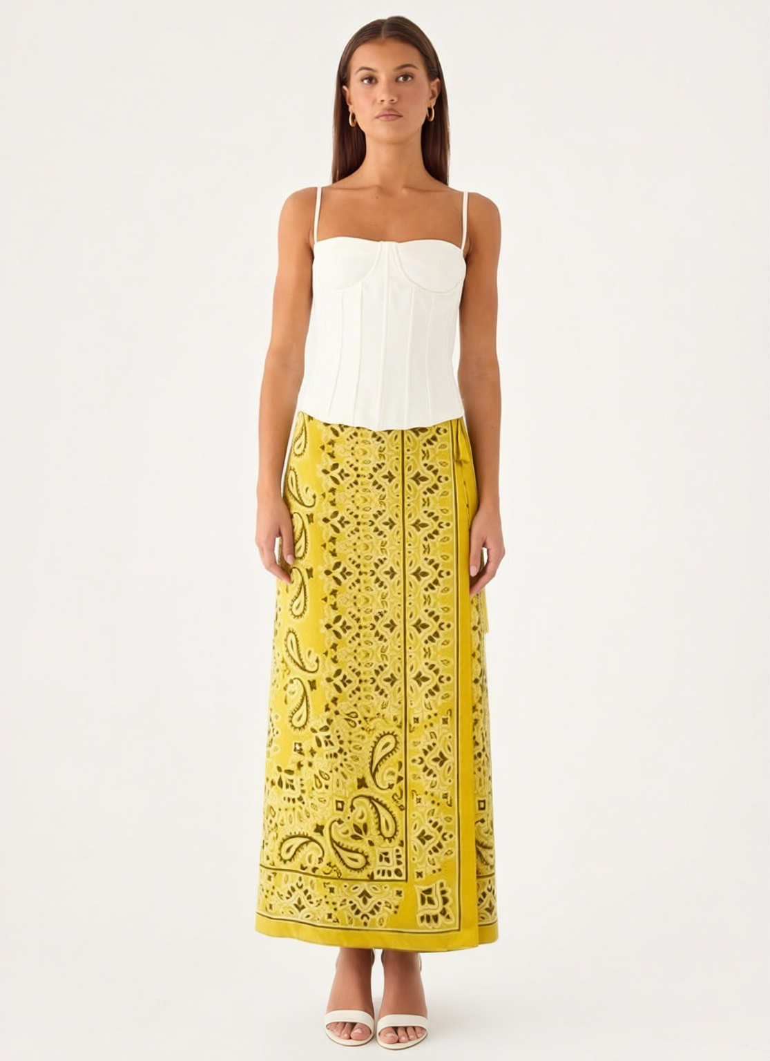 Sienna Print High Rise Side Tie Satin Coordinating Maxi Skirt