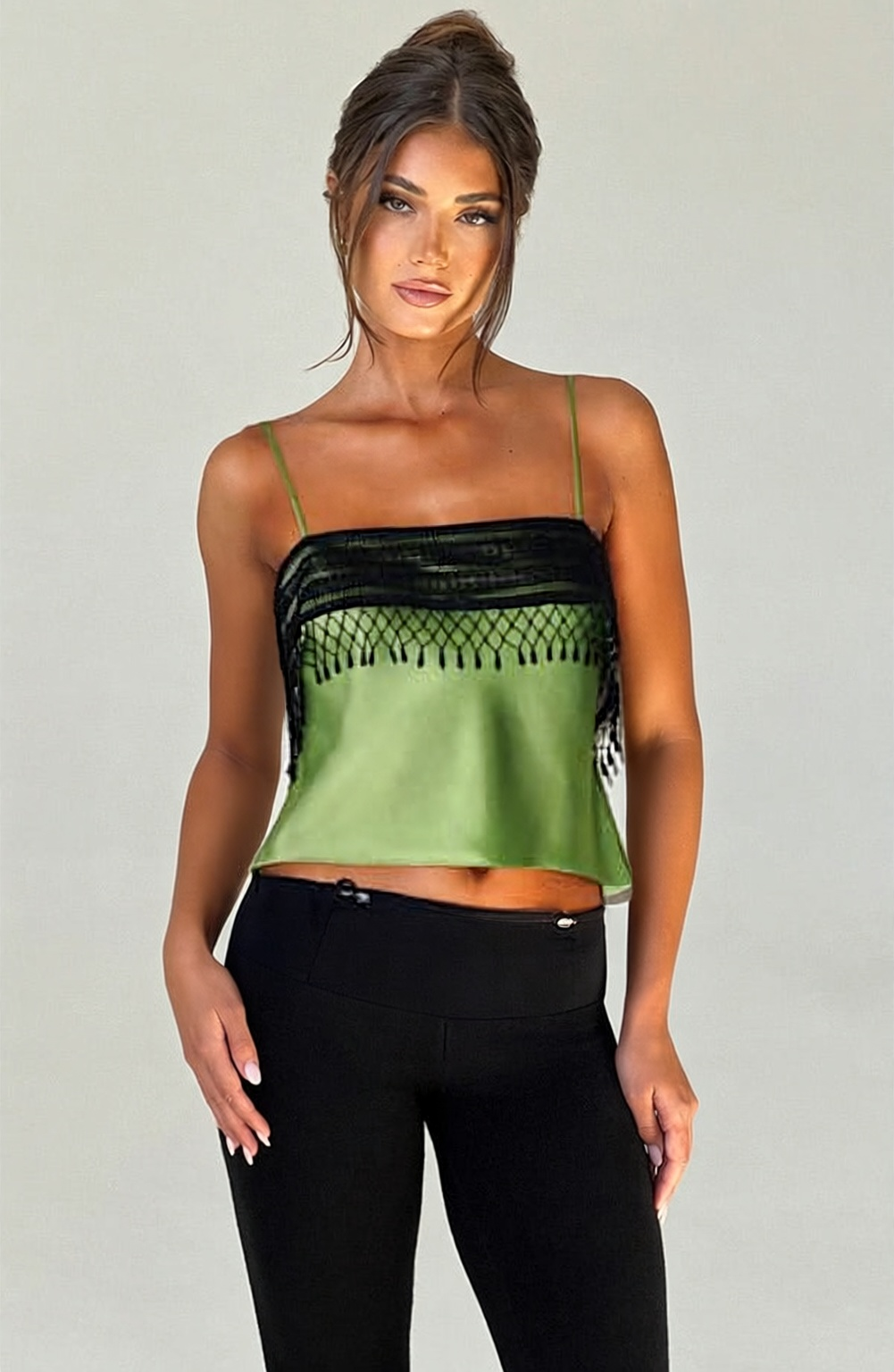 Sienna Satin Fringe Cami Top