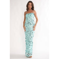 Sirens Call Sequin Crochet Cami Split Maxi Dress